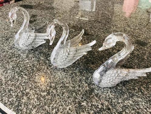 3 glazen zwaantjes 10,5cm hoog, ZGAN, Huis en Inrichting, Woonaccessoires | Overige, Zo goed als nieuw, Ophalen of Verzenden