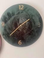 Donkergroene velvet klok, Huis en Inrichting, Woonaccessoires | Klokken, Ophalen of Verzenden, Zo goed als nieuw, Wandklok