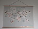 Wereldkaart Textielposter met Dino's 150x100, Ophalen, 125 cm of meer, Zo goed als nieuw, Foto of Poster