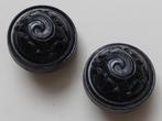 Antieke oorclips oorbellen jaren '30, zwart bewerkt bakeliet, Sieraden, Tassen en Uiterlijk, Antieke sieraden, Overige materialen