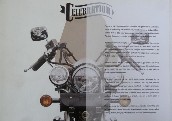 Folder SUZUKI Celebretion 250/ 650 1992, Motoren, Handleidingen en Instructieboekjes, Suzuki, Ophalen of Verzenden