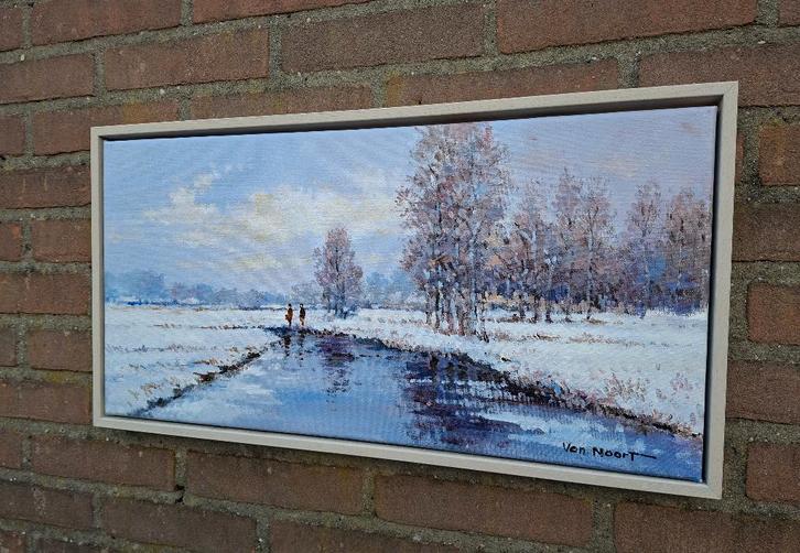 VAN NOORT - WINTERLANDSCHAP, Antiek en Kunst, Kunst | Schilderijen | Klassiek, Ophalen of Verzenden