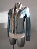 Denim jacket, getailleerd jasje met parels, maat small, Blauw, Ophalen of Verzenden, Zo goed als nieuw, Jasje