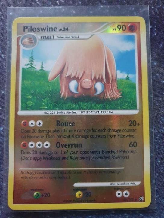 Pokémon kaart Piloswine Lv.34 reverse #46 Stormfront, Hobby en Vrije tijd, Verzamelkaartspellen | Pokémon, Gebruikt, Losse kaart