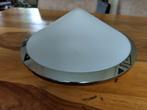 Plafondlamp wit melkglas met chromen rand, Ophalen of Verzenden, Gebruikt, Glas, Modern