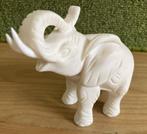 Decoratieve stenen olifant met slurf omhoog en slagtanden, Ophalen of Verzenden, Zo goed als nieuw, Wild dier, Beeldje of Figuurtje