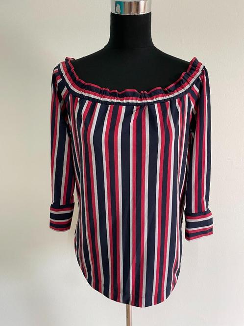 Top10 - Blauw-rood-wite Jane Lushka blouse maat M (1), Kleding | Dames, Blouses en Tunieken, Zo goed als nieuw, Maat 38/40 (M)