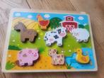 Puzzel boerderijdieren, Gebruikt, Ophalen of Verzenden, Van hout, Minder dan 10 stukjes