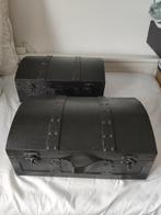 Set van 2 houten kisten schatkist zwart als nieuw, Huis en Inrichting, Woonaccessoires | Kisten, Minder dan 50 cm, Minder dan 50 cm