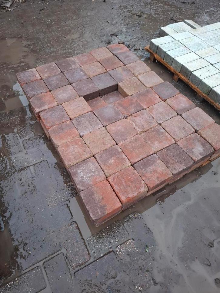 2m² 15x15 rood gemeleerd, gebruikt, op pallet, Tuin en Terras, Tegels en Klinkers, Terrastegels, Beton, Ophalen of Verzenden