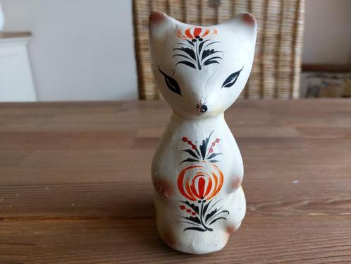 Mooi Zeldzaam Vintage Houten Kat Poes Beeld uit Rusland, Verzamelen, Beelden en Beeldjes, Gebruikt, Dier, Verzenden