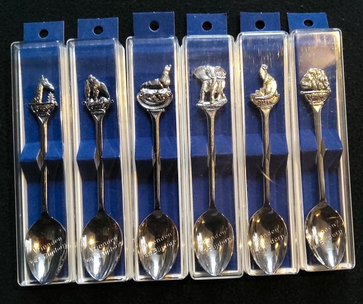 Verzilverde Dierentuin lepeltjes, Verzamelen, Merken en Reclamevoorwerpen, Zo goed als nieuw, Gebruiksvoorwerp, Ophalen