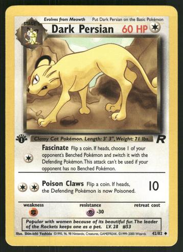 Dark Persian 42/82 - Team Rocket (1st edition) (NM) beschikbaar voor biedingen