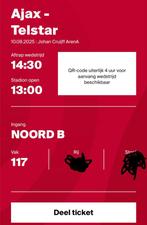 Ajax telstar ticket vak 117, Tickets en Kaartjes, Eén persoon