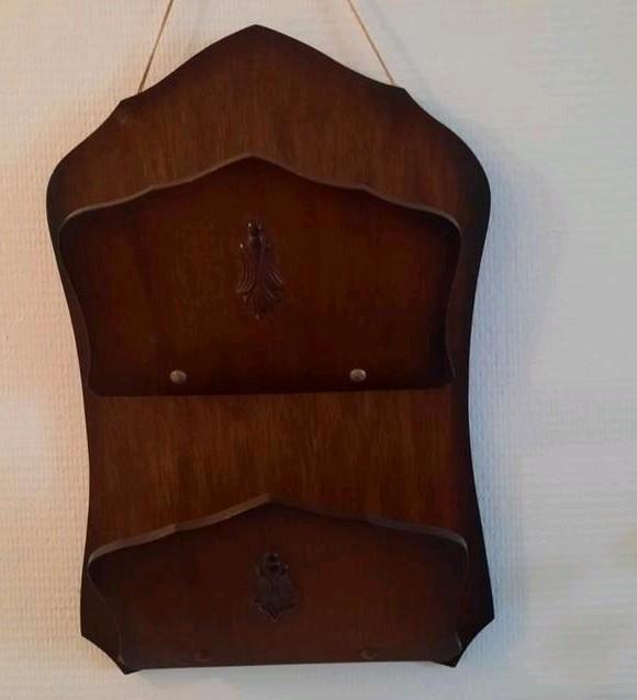 Vintage houten brievenhouder, postbakje, Huis en Inrichting, Woonaccessoires | Overige, Gebruikt, Ophalen of Verzenden