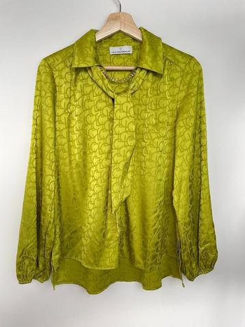 Lola Casademunt groene blouse met striksjaal logoprint S beschikbaar voor biedingen