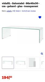 Glas salontafel - gehard glas - transparant, Ophalen of Verzenden, Zo goed als nieuw