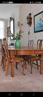 Antieke eettafel met 4 Chippendale stoelen, Antiek en Kunst, Antiek | Meubels | Tafels, Ophalen