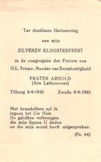 Lathouwers.  zilveren kloosterfeest 1930 Tilburg-1955 Zwolle, Ophalen of Verzenden