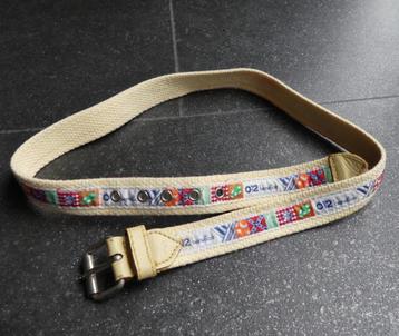 Benetton vintage riem gevlochten stof beige met logo beschikbaar voor biedingen