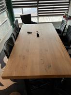 Massief eiken tafel met stalen poten, Huis en Inrichting, Tafels | Eettafels, Ophalen, Gebruikt, 100 tot 150 cm, Eikenhout