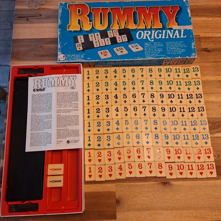 Rummy (Rummikub) Grote Stenen, Hobby en Vrije tijd, Gezelschapsspellen | Bordspellen, Gebruikt, Drie of vier spelers, Vijf spelers of meer