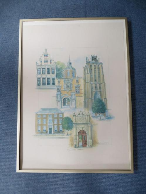 Zeefdruk Monumentaal Dordrecht door Dora Carpentier, Antiek en Kunst, Kunst | Litho's en Zeefdrukken, Ophalen
