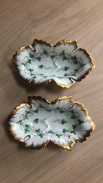 Herend handbeschilderde schaaltjes, bladvormig, klaverblad, Antiek en Kunst, Ophalen