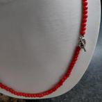 KOOPJE!!  imitatie bloedkoraal ketting,zilver, Verzenden, Zo goed als nieuw, Rood, Steen of Mineraal
