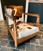 Unieke koeienhuid fauteuil, Ophalen, Gebruikt, Leer