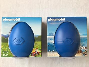 Playmobil Paasei Blauw Ei kind 4943 Tractor en 4945 Piraatje beschikbaar voor biedingen