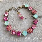 Armband Vintage Flower Fuchsia met Swarovski Crystal, Met kristal, Overige materialen, Overige kleuren, Verzenden