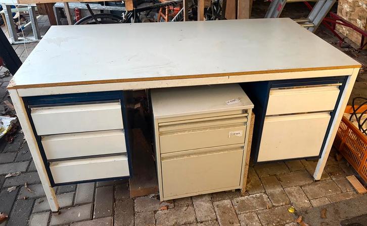 Bureau en ladenkastje op wieltjes, Huis en Inrichting, Bureaus, Gebruikt, Ophalen