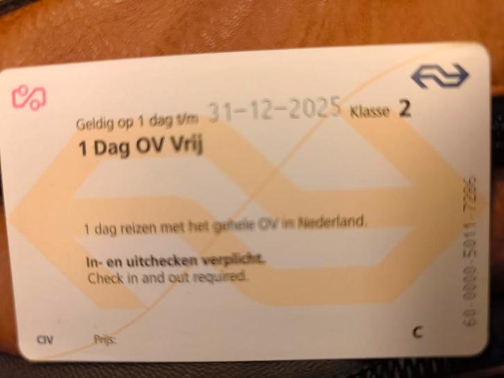 Ov dagkaart, Tickets en Kaartjes, Trein, Bus en Vliegtuig, Eén persoon, Algemeen kaartje, Bus, Metro of Tram