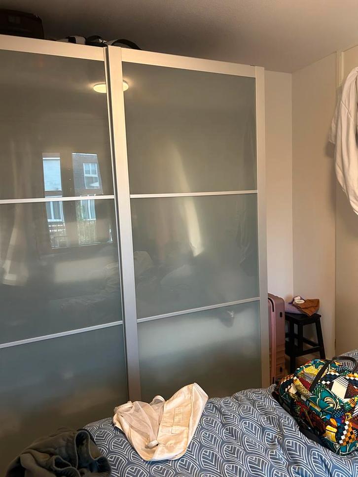 IKEA Pax Schuifdeuren Aluminium/Glas 200x236cm, Huis en Inrichting, Kasten | Kledingkasten, Zo goed als nieuw, 200 cm of meer