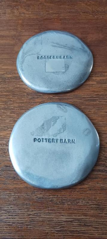POTTERY BARN VERZILVERD TINNEN KAARSEN HOUDER SET 13 CM   beschikbaar voor biedingen