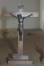 Jezus aan het kruis met 2 kandelaartjes, Ophalen of Verzenden, Gebruikt, Beeld(je), Christendom | Katholiek