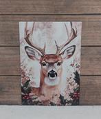 Vintage look kerst-kaart rendier tussen de hulst, Ophalen of Verzenden, 1980 tot heden, Ongelopen, Feest(dag)