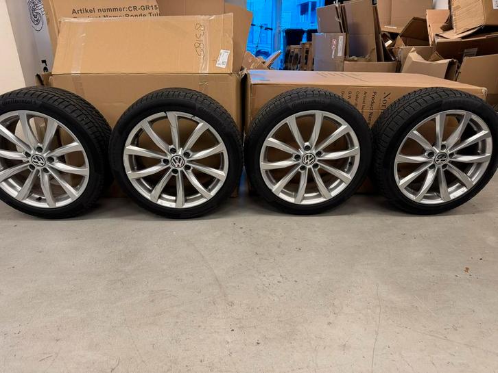 Licht metalen velgen winterset vw tiguan 5x112, Auto-onderdelen, Banden en Velgen, Velg(en), Zomerbanden, 18 inch, 245 mm, Personenwagen