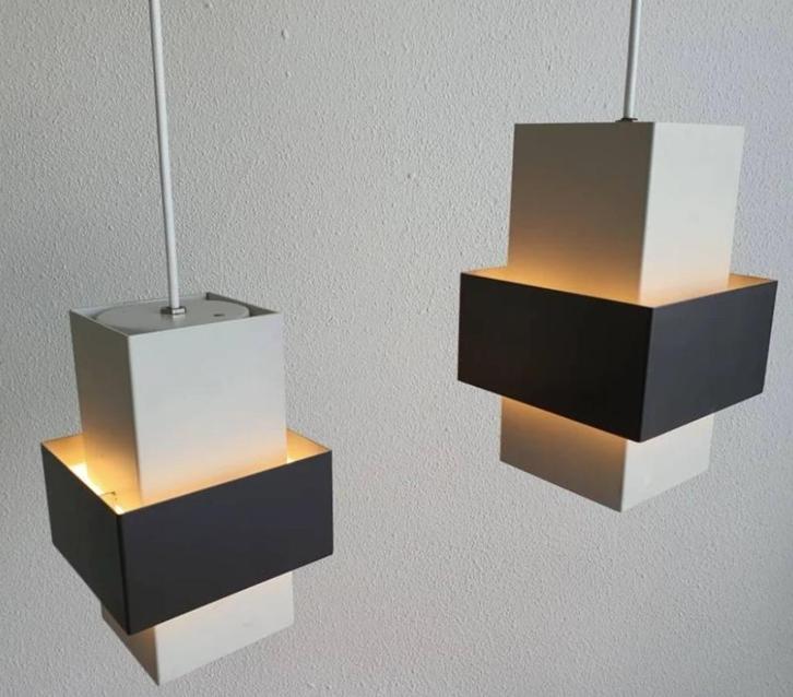 Vintage metalen hanglampen jaren 70 – set van 3, Huis en Inrichting, Lampen | Hanglampen, Gebruikt, Minder dan 50 cm, Metaal, Ophalen of Verzenden