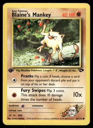 Blaine's Mankey 63/132 - Gym Challenge (1st edition) beschikbaar voor biedingen