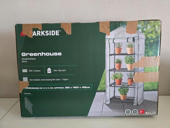 ARKSIDE Greenhouse - Kweekkas met 4 schappen, Tuin en Terras, Kassen, Nieuw, Kweekkas, Staal, Folie, Ophalen