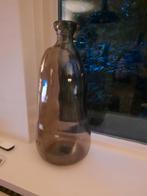 Grote glazen vaas bruin / taupe organische vorm., Overige kleuren, Ophalen of Verzenden, Minder dan 50 cm, Glas