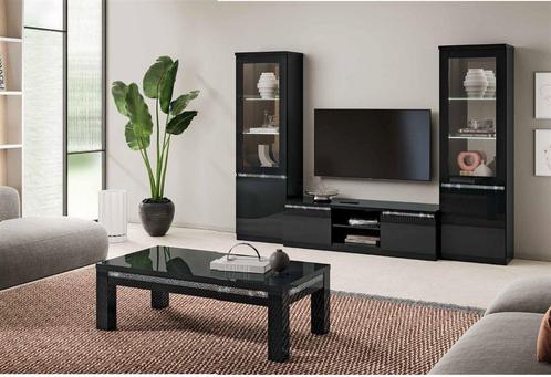 Hoogglans Wand-woonkamer meubel Forever chrome-zwart wit-sal, Huis en Inrichting, Kasten | Wandmeubels, Nieuw, Minder dan 100 cm