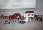 prachtige set schleich auto trailer tent, paarden, er op uit, Ophalen of Verzenden, Zo goed als nieuw, Jongen of Meisje