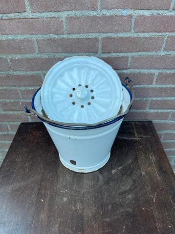 Vintage Geëmailleerde Luieremmer - 25cm beschikbaar voor biedingen