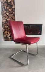 4/6 rood lederen Henders & Hazel design stoel rvs frame, Huis en Inrichting, Stoelen, Ophalen, Henders en Hazel, Zo goed als nieuw
