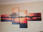 Afrikaanse canvas schilderijen - 4 luik, Ophalen of Verzenden