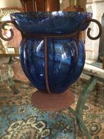 Mooie blauwe glazen vaas, Ophalen of Verzenden