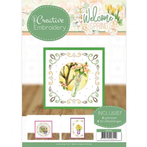 Creative Embroidery 23 Welcome Spring Jeanine's Art CB10023, Hobby en Vrije tijd, Kaarten | Zelf maken, Nieuw, Blanco kaart of Basiskaart